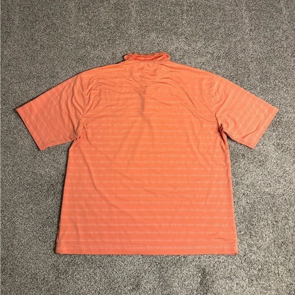 Nike Dri-Fit Golf SS Polo Shirt Orange Striped Men’s Large L FitDry Front Logo - Picture 5 of 7